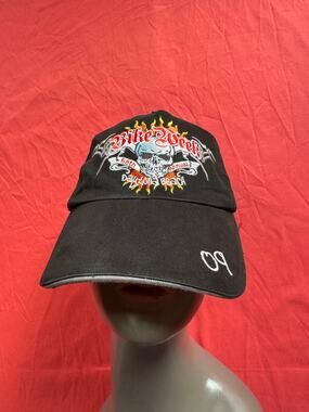 Vintage 2009 Daytona Beach Bike Week Hat Sherry Flaming Skull Motorcycle Cap
